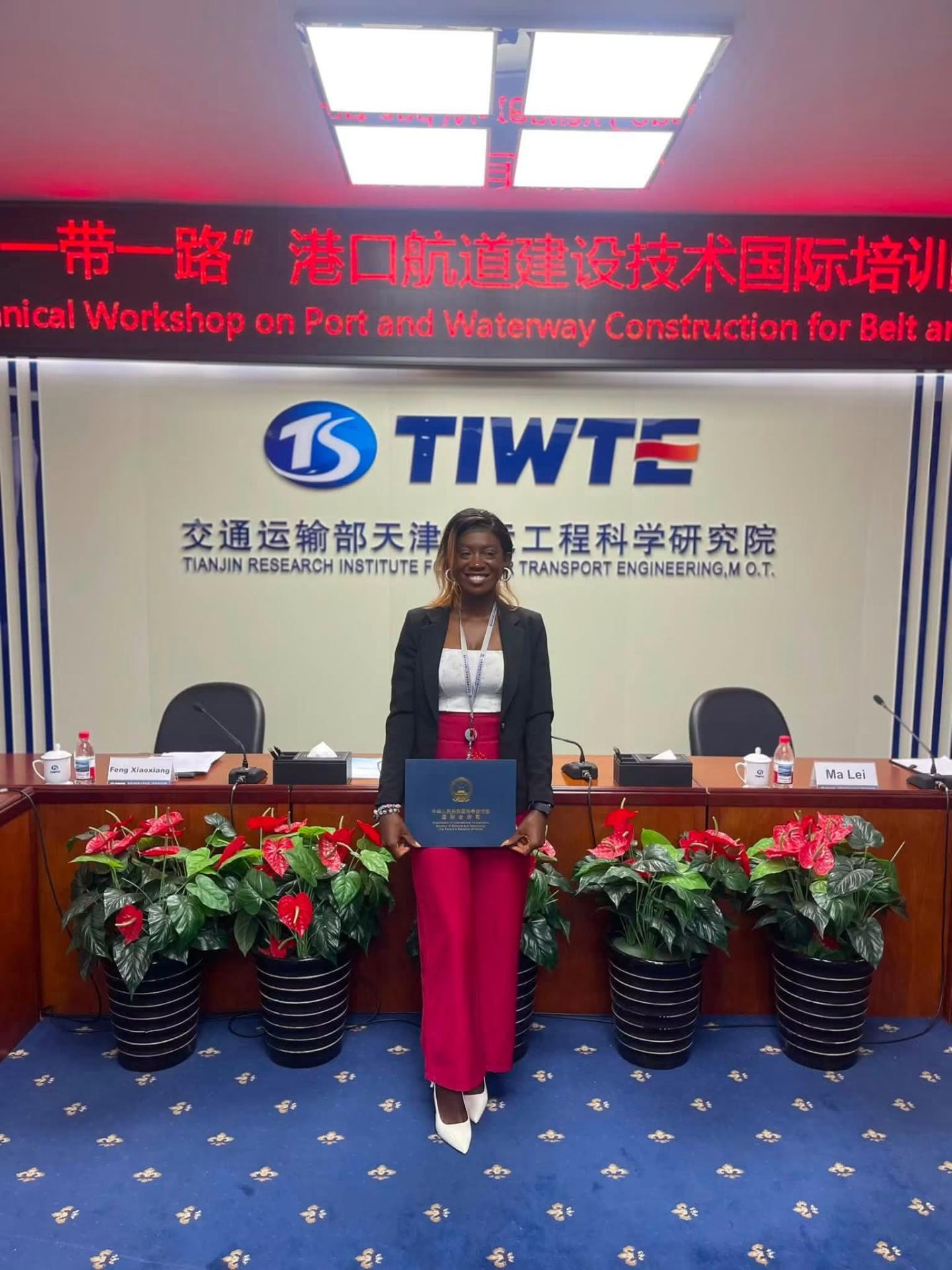 Clara Fatu Kenfack at the TIWTE International Technical Workshop in Tianjin, China